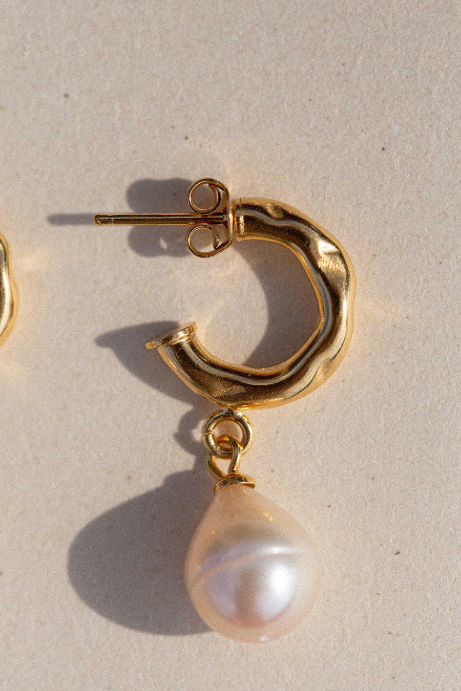 SAMSA Golden Creoles with Pearls