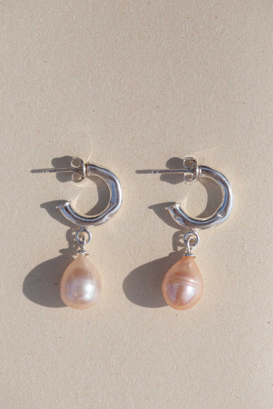 SAMSA Silver Creoles with Pearls
